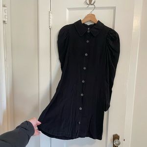Zara Babydoll Corduroy Button Up Puff Sleeve Dress